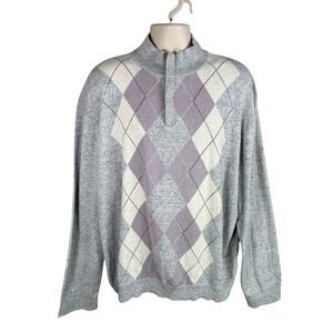 Tasso Elba Argyle Sweater Mens XXL Prepy Old Money Academia Ivy League Y2k‎
